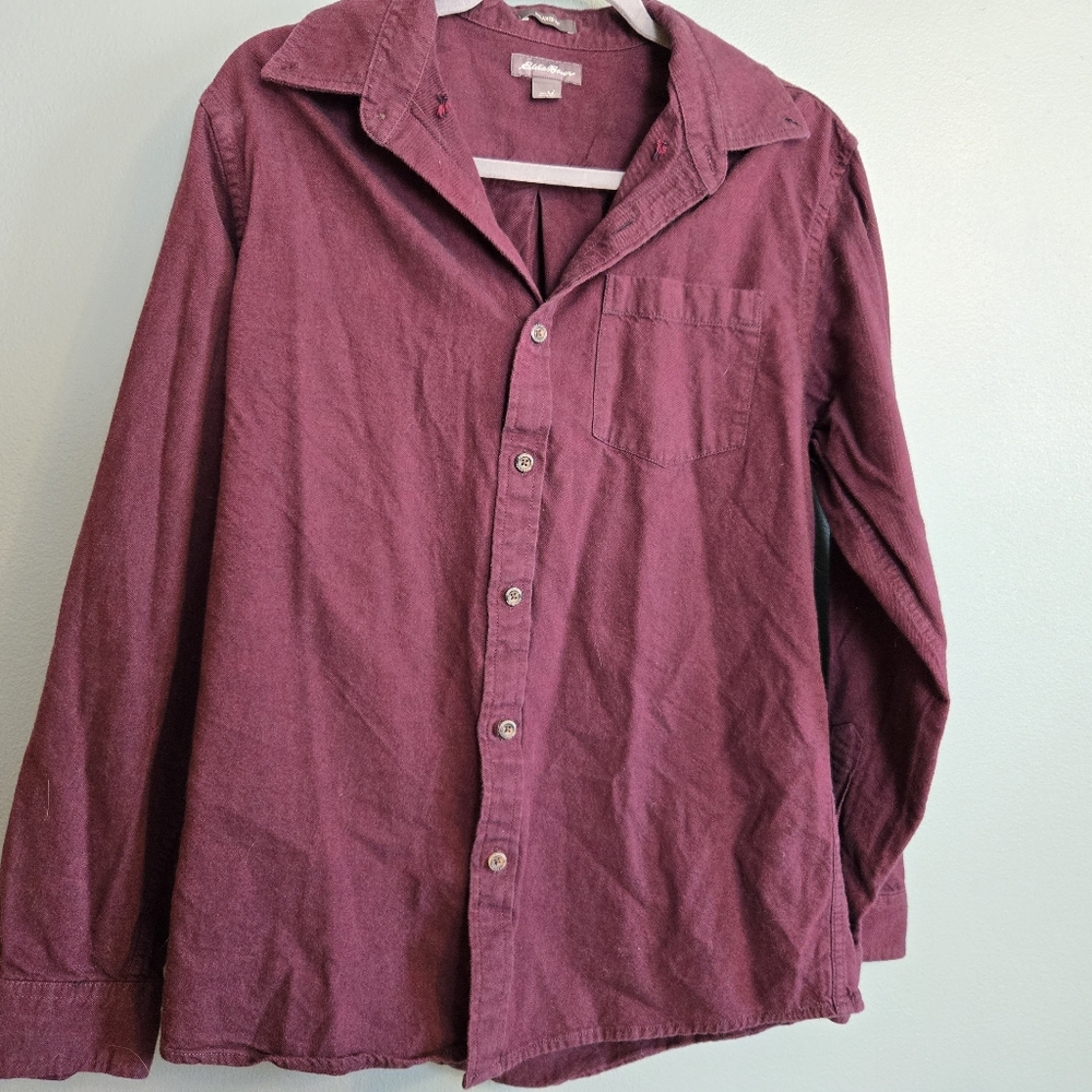 Eddie Bauer Mens Maroon Button Up